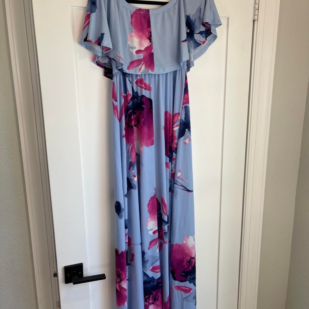 Hello Miz Blue Floral Maternity Maxi Dress — Small — NWT - Picture 5 of 5
